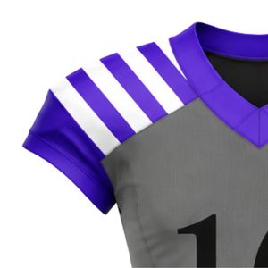 Maillot de football américain violet-gris à manches courtes – Tenue de sport professionnelle pour les entraînements et les performances d'équipe le jour du match - Product Image 5