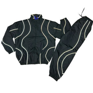 High Street Reflective Multi-Colo Custom Men's Windbreaker Jacket and Shorts Set Breathable Zip-Up Front Logo - Product Image 5