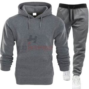 Chándal de gran tamaño para hombre de alta calidad, Sudadera con capucha de manga larga negra lisa, Joggers transpirables para invierno, precio barato - Product Image 1