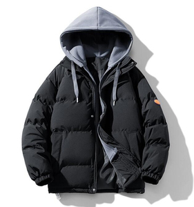 Parka de invierno para hombre al por mayor, personalizada, informal, con relleno de plumón, cierre de cremallera y embalaje en tambor. - Product Image 6