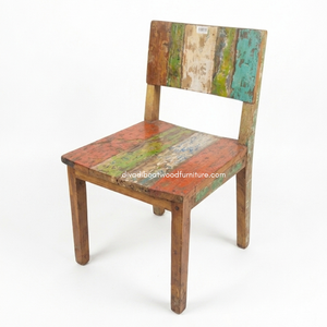 Chaise de salle à manger rustique artisanale et durable en bois de bateau recyclé, couleur naturelle, écologique, pour mobilier de villas, maisons de vacances et hôtels. - Product Image 1