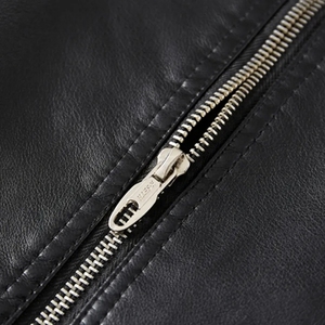 <b>Men's</b> Black PU <b>Leather</b> Motorcycle <b>Jacket</b> Slim Fit Turn-down Collar Zipper Closure Windproof OEM Service <b>Jacket</b> For Online Sale - Product Image 3