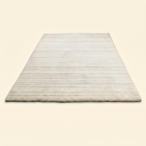 Coastal Mist <b>Ivory</b> Pale Blue Striped Wool Flatweave <b>Rug</b> Minimalist Handmade Eco-Friendly Non-Slip Area Carpet for Living Room - Product Image 2