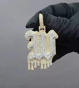 Colgante de Plata de Ley 925 con Moissanita, Letra Inicial, Estilo Hip Hop, Dos Tonos, Certificado, Unisex - Product Image 1