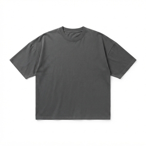 Lot de T-shirts Oversize Noirs et Gris en Coton Épais, Coupe Ample à Épaules Tombantes, Style Streetwear – Vente en Gros - Product Image 3