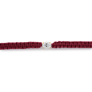 Pulsera de Lujo Ajustable para Mujer, con Diamante Ovalado CVD Cultivado en Laboratorio, Oro 14K, F VVS VS, Baño de Rodio, Cordón de Macramé Color Granate - Product Image 2