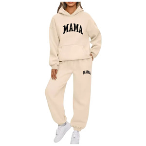 Manufacturers Custom <b>Mama</b> Print Long Sleeve Crew Neck Pullover Sweatshirt Sweatpants Two Piece <b>Hoodie</b> and Sweat Pants Set - Product Image 1