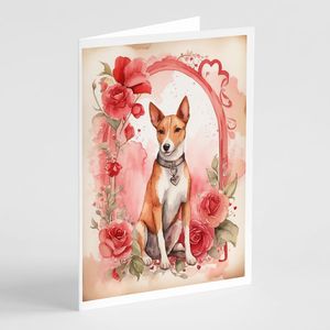 Basenji การ์ดอวยพรวาเลนไทน์กุหลาบ A7, การ์ดเปล่าบรรจุ8ใบพร้อมซองจดหมายขนาด5x7 - Product Image 1