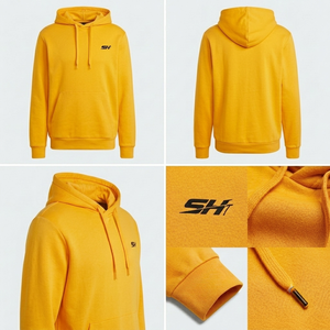 Sweat à capuche personnalisé pour homme en molleton 100 % coton respirant, coupe classique, couleur unie, avec poche, hiver, 300g, en coton mélangé basique - Product Image 6