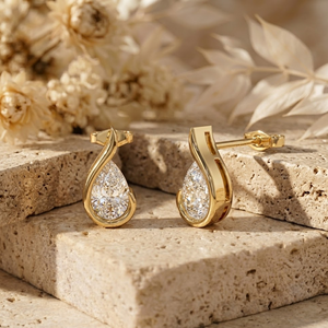 ต่างหูทอง 14K น้ำหนัก 1.50 กะรัต ทรงหยดน้ำแบบมินิมอล - Product Image 1