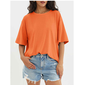T-shirts décontractés pour femmes, écologiques, 100% coton, col rond, manches courtes, respirants, séchage rapide, coupe classique - Product Image 6