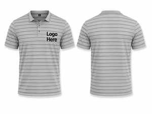 Polo a Rayas para Hombre, Manga Corta, 100% Poliéster, Tejido Transpirable, Corte Regular, Casual, con Logotipo en el Frente - Product Image 1