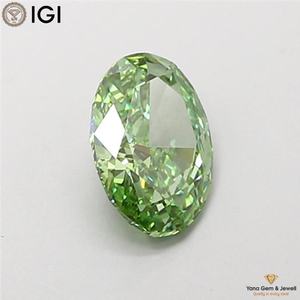 CVD Lab Grown Diamond 2.00 CARAT Fancy Vivid <b>Green</b> Color VVS2 Clarity OVAL Shape with IGI Certificate for Signature Ring Center - Product Image 5