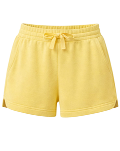 Custom Yellow Women Sweat Shorts Cotton Fleece Elastic Waist <b>Drawstring</b> Gym Casual Summer Shorts OEM Manufacturer Supplier - Product Image 1