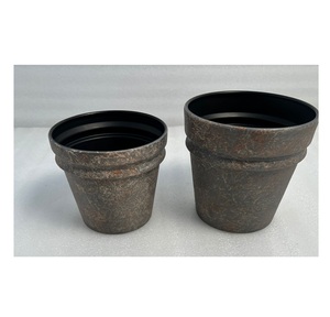 Maceta Redonda de Hierro con Acabado Plateado Desgastado y Aspecto Elegante para Decoración de Jardín, Balcón, Interiores y Estilo del Hogar - Product Image 5