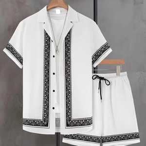 Fully Customizable Autumn Men's Casual 2-Piece Summer Sets Short Sleeve Button T-Shirt and Varsity Shorts 100% Cotton <b>Track</b> <b>Suit</b> - Product Image 4