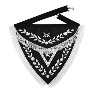Delantal Masónico Past Master Blue Lodge, Calidad A, Bordado Blanco Plateado con Motivos Viticultores, Regalia Masónica, Delantal Ceremonial para Logia - Product Image 1