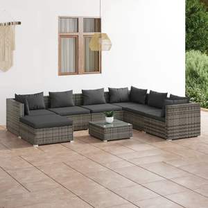 Ensemble de salon de jardin gris avec coussins anthracite - Product Image 1
