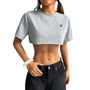 T-shirt court d'été pour femme 100% Coton Respirant Uni Col Rond Basique Personnalisable Impression DTG Sport Fitness - Product Image 1