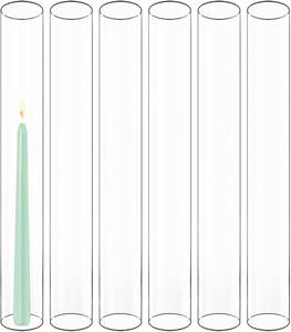 Porte-bougie en verre transparent à cheminée haute et personnalisée de 2,5 po de largeur x 14 po de hauteur avec deux côtés ouverts et un cache-tube pare-vent - Product Image 2