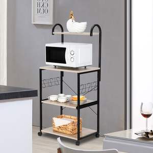 FCH Upgrade 4-Tier Metal Kitchen Storage <b>Rack</b> Multiuse Bakers <b>Rack</b> with Microwave Oven <b>Stand</b> <b>Wine</b> Storage Organizer Artisasset - Product Image 2