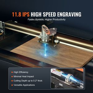 Incisore Laser CO2 da Tavolo 40W 12 X 8 11.8 IPS, Macchina da Taglio Laser con Tubo Raffreddato ad Acqua, Compatibile con CorelDRA, Marca M2 Ruida - Product Image 3