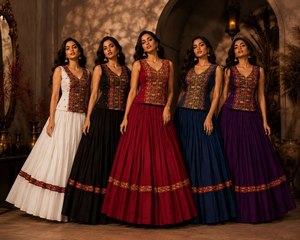 Lehenga Choli Romano Tradicional de Alta Calidad con Diseño de Encaje Gota Patti, Traje de Boda Indio para Eventos Culturales de Navratri - Product Image 2