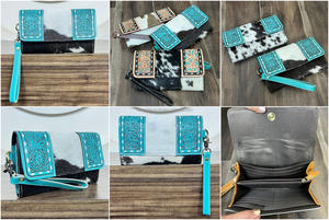 Nouveau portefeuille long pour téléphone en cuir véritable de vachette, grande capacité, blocage RFID, fait main, avec dragonne, de luxe, pour femmes, collection 2025 - Product Image 3