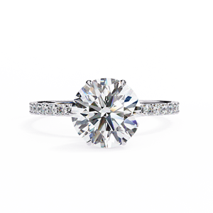 Anillo de Compromiso, Aniversario o Boda de Oro de 10k, 14k o 18k con Diamante Redondo de 2 Quilates con Engaste Pavé, Diseño de Diseñador de Moda, Certificado IGI - Product Image 3