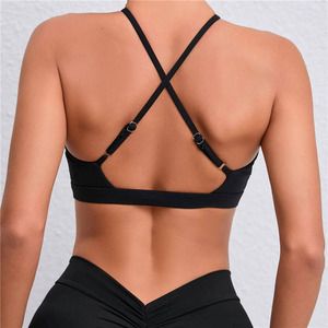Soutien-gorge de sport sans couture pour femme, bretelles croisées, maintien moyen, vêtements de yoga, blanc - Product Image 3
