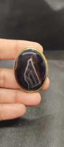 Pendentif en Agate Rayée 100% Naturelle avec Rainures en Laiton, Haute Qualité, pour Macramé et Accessoires de Mode - Vente en Gros - Product Image 6