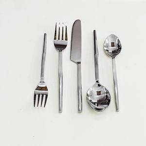 <b>Black</b> Metal Flatware Set with Knot Handles Matte Finish Dishwasher Safe Minimalist Design for Camping Cutlery Set - Product Image 4
