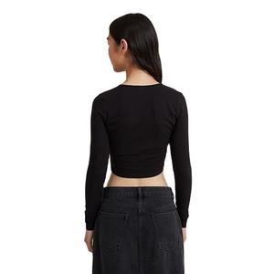 Nuevo Diseño, Mangas Largas, Corte Regular, Ajuste Delgado, Estilo Vintage, Personalizado, Liso, Ropa de Moda, Transpirable, 100% Algodón, Camiseta de Manga Larga para Mujer - Product Image 3