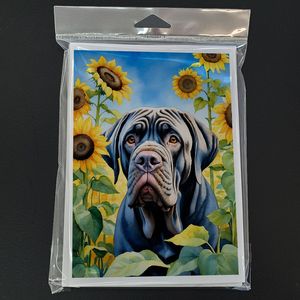 Mastiff napolitain lunatique en tournesols A7 carte de voeux Pack 8 cartes vierges avec enveloppes taille 5x7 - Product Image 3