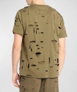 เสื้อยืดแขนสั้นสีเขียวมะกอกสำหรับผู้ชาย คอกลม ทรงปกติ ผ้าถัก 100% ผ้าฝ้าย ด้านหน้าลำลอง ระบายอากาศได้ดี สไตล์สตรีท สีพื้น - Product Image 4