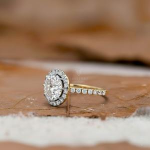 Bague personnalisée en diamant cultivé en laboratoire IGI CVD HPHT, or massif 10K 14K, diamants ronds brillants, bague de fiançailles et de mariage, bijoux pour femmes - Product Image 2