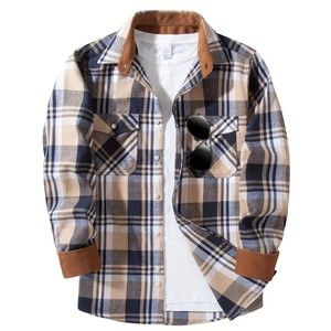 Chemise en flanelle pour homme, coupe confortable, idéale pour les activités de plein air, les voyages, le travail, tissu doux de qualité supérieure, à carreaux, manches longues, décontractée, pour l'automne - Product Image 1