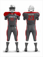 Uniforme de football américain respirant en maille 100% polyester, impression par transfert thermique, short, personnalisable avec nom, numéro et logo, vente en gros pour adultes