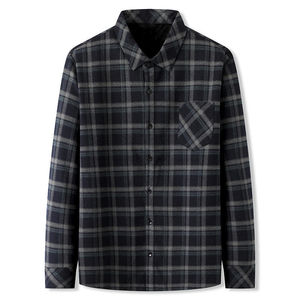 Chemises à manches longues pour hommes avec logo personnalisé, doublées de flanelle, boutonnées, rayées, 100% coton, respirantes, écologiques, grandes tailles - Product Image 1