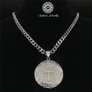 Charm_Jewells Collier Unisexe Hiphop en Argent 925 Plaqué Rhodium avec Pendentif Ankh Micro-Pavé Moissanite - Product Image 1