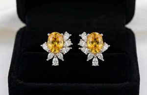 14KT Gold Fine Jewelry Certified Natural Oval <b>Emerald</b> and Pear Diamonds Women <b>Stud</b> Earrings for wedding and party occasions - Product Image 4