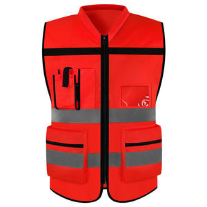 Gilet de sécurité unisexe haute visibilité réfléchissant bleu et noir avec fermeture éclair sur le devant, plusieurs poches, respirant, en polyester, détection des aiguilles - Product Image 6