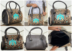 Sac de voyage Thunderbird en cuir véritable fait main, taille moyenne, pour femme, sac de sport durable pour l'extérieur – Collection March Expo - Product Image 3