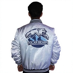 Patchs brodés personnalisés, broderie vintage 3D, veste varsity en satin, haute qualité, 100% polyester, séchage rapide, personnalisable pour homme - Product Image 1