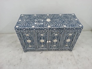 Cajón con Incrustaciones de Hueso de ILAHI, Diseño Moderno con Detalles de Ágata, Mueble Portátil para el Hogar - Product Image 3