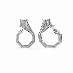 Pendientes de Diamantes Victoria Timeless Structure, Corte Redondo y Princesa, Diamantes Creados en Laboratorio para Exportación - Product Image 1