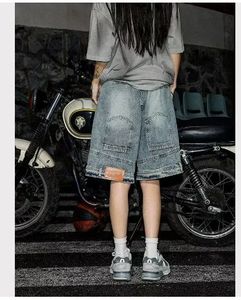 Shorts en jean décontractés pour hommes, coupe ample, couleur unie, séchage rapide, respirants, taille mi-haute, style streetwear vintage, vente en gros - Product Image 6