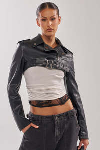 Chaqueta de Moto Ligera y Cortavientos de Piel Sintética para Mujer, con Cierre de Cremallera, Cuello Alto, Estilo Motero, para Invierno - Product Image 5