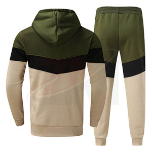 Conjunto Deportivo de Hombre con Capucha y Pantalones Deportivos en Bloques de Color, Estilo Casual, Manga Larga, para Otoño, Transpirable, 100% Poliéster y Algodón - Product Image 2