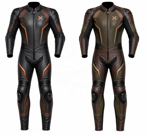 Combinaison de moto en cuir pour homme |   Noir Brun |   Fabricant OEM ODM |   Qualité de conception haut de gamme |   Combinaison de course - Product Image 5